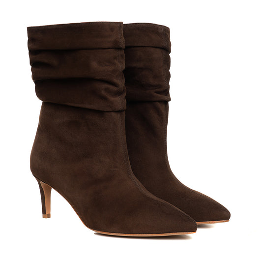 Cizme Crete Piele Intoarsa Eva 20, Maro Inchis