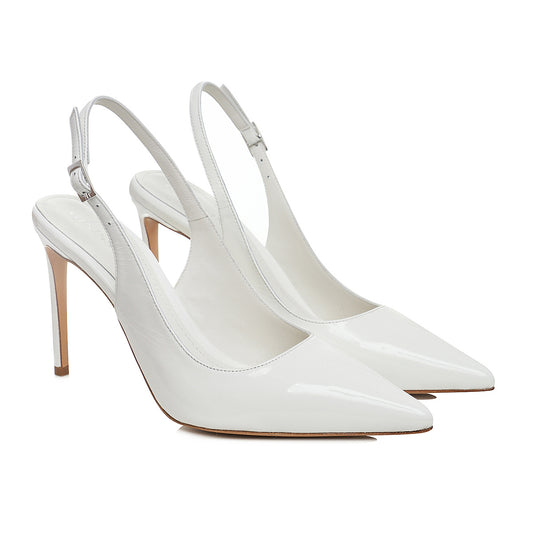 Pantofi Lavinia Piele Lacuita, Albi - Premium Collection