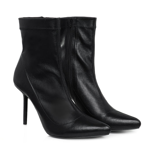 Botine Mia din Piele Elastica, Negre - Premium Collection