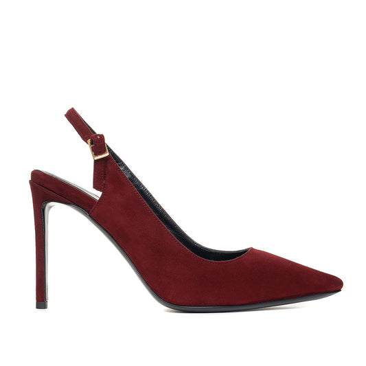 Pantofi Lavinia Piele Intoarsa, Burgundy - Premium Collection