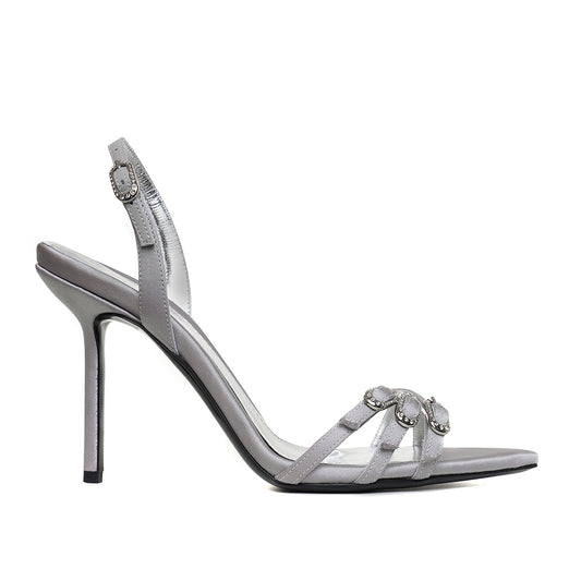 Sandale Yvy Satin, Gri-Argintiu - Premium Collection