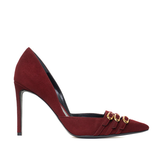 Gina Stiletto Piele Intoarsa, Burgundy - Premium Collection