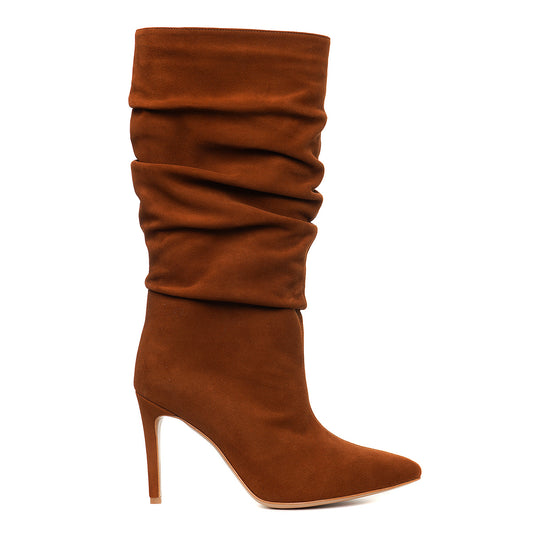 Cizme Crete Piele Intoarsa Eva 30, Maro-Caramel