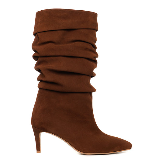 Cizme Crete Piele Intoarsa Eva 30, Maro