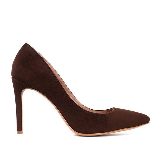 Pantofi Alice Stiletto Piele Intoarsa, Maro