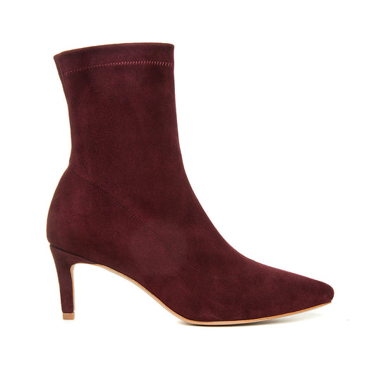 Botine Mia din Piele Intoarsa Elastica, Burgundy - Editie Limitata