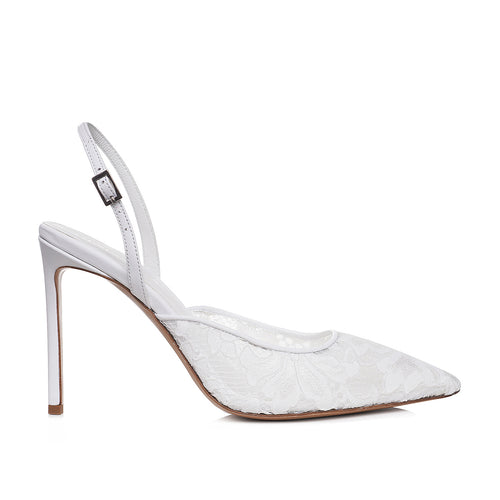 Pantofi Ines Piele Naturala/Dantela, Alb - Premium Collection