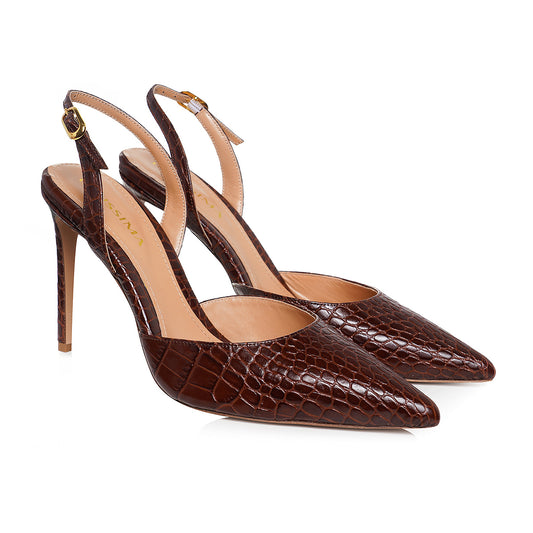 Pantofi Ami Piele Embosata, Maro - Premium Collection