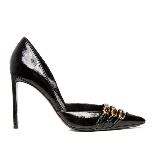 Gina Stiletto Piele Lacuita, Negru - Premium Collection