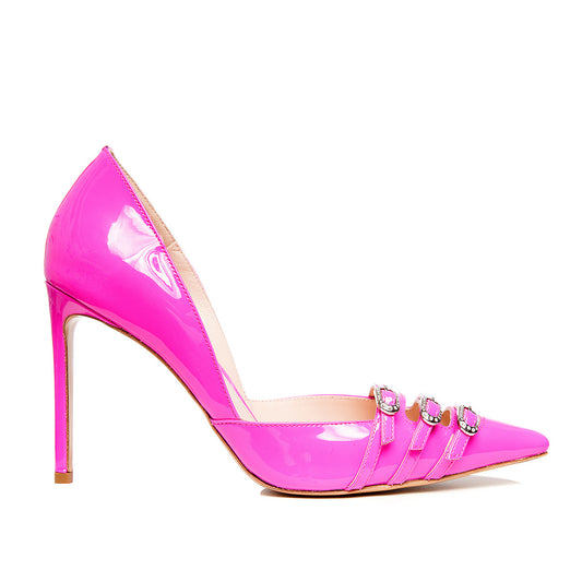 Gina Stiletto Piele Lacuita, Fucsia - Premium Collection