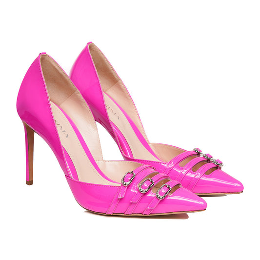 Gina Stiletto Piele Lacuita, Fucsia - Premium Collection