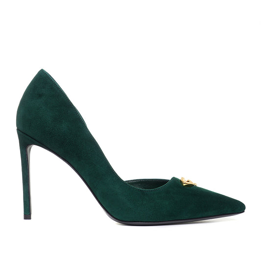 Pantofi Emma Piele Intoarsa, Verde Forest - Premium Collection