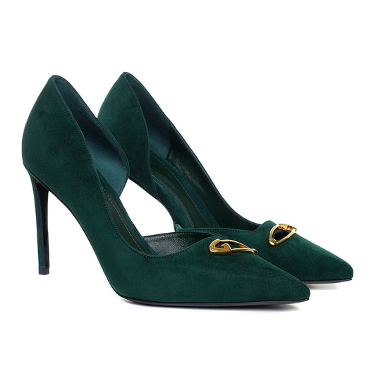 Pantofi Emma Piele Intoarsa, Verde Forest - Premium Collection