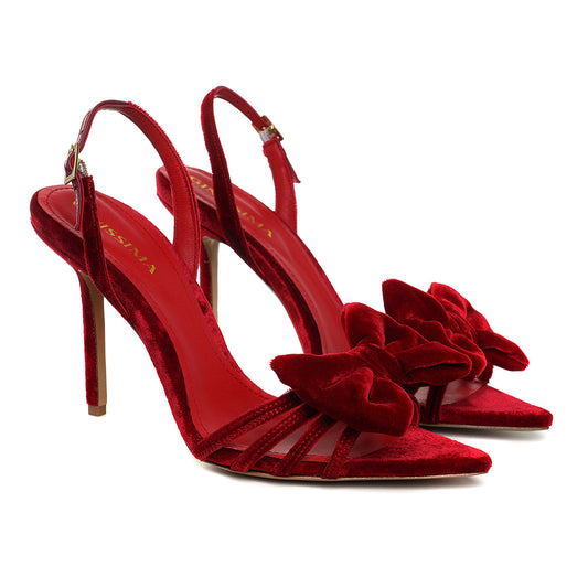 Sandale Diana Catifea, Rosii - Premium Collection