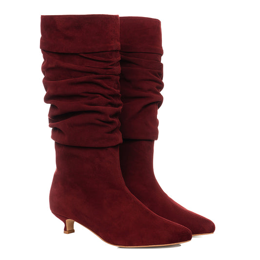 Cizme Crete Piele Intoarsa Eva 30, Burgundy