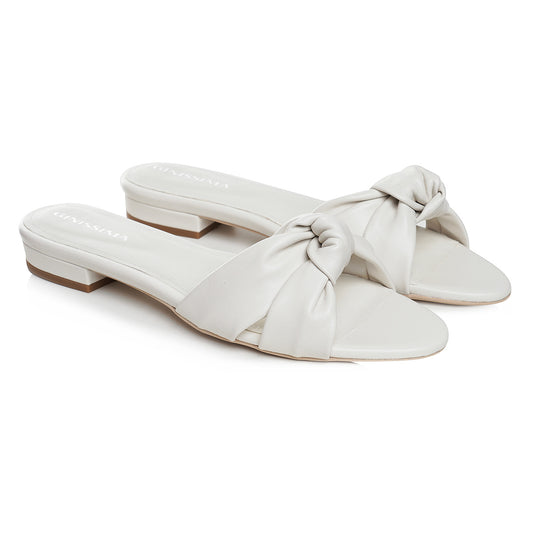 Papuci Sofia Piele Naturala, Off-White