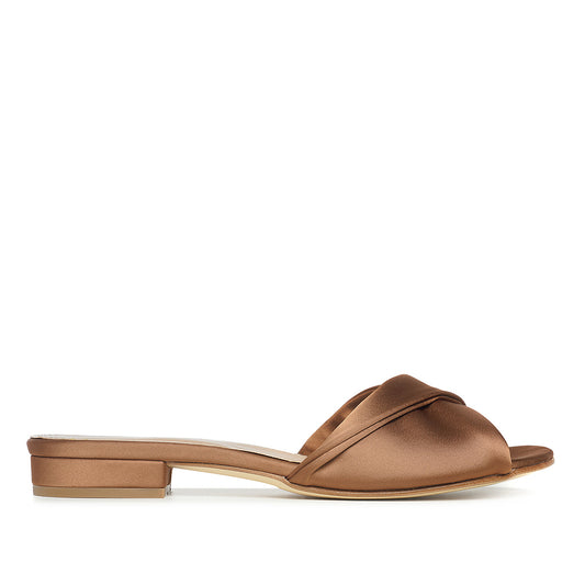 Papuci Cleo Satin, Mocha Mousse