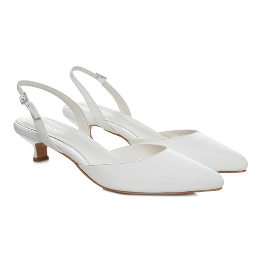 Pantofi Alice Piele Lacuită, Albi - Kitten Heels