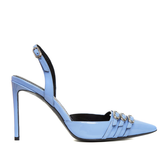 Pantofi Gina Piele Lacuita, Blue - Premium Collection