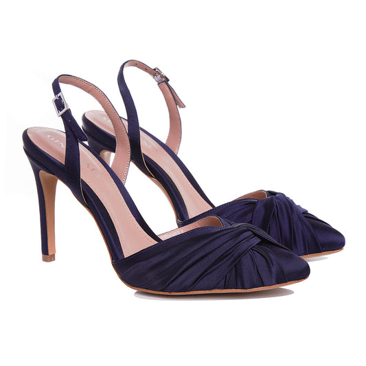 Pantofi Ana Satin, Bleumarin