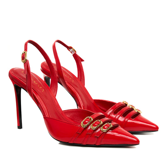 Pantofi Gina Piele Lacuita, Rosii - Premium Collection