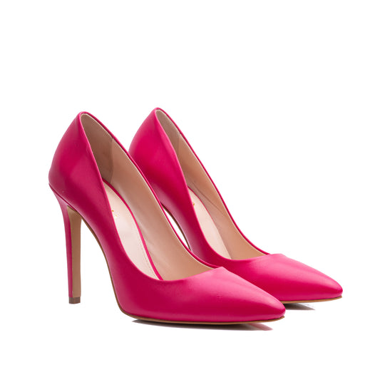 Pantofi Alice Stiletto Piele Naturala, Fucsia