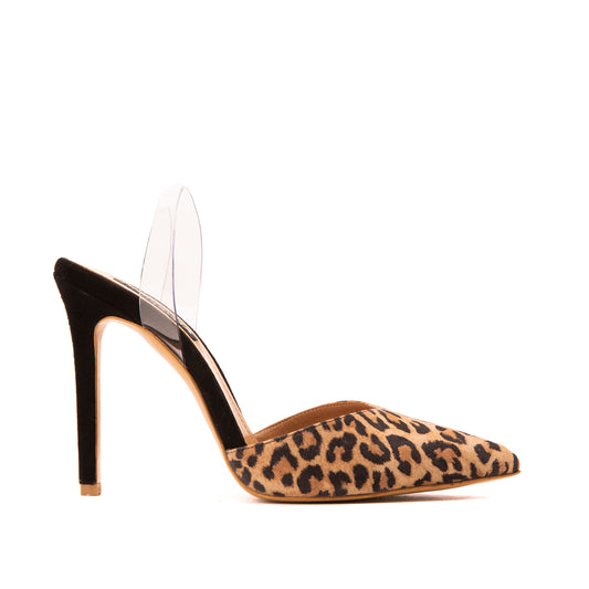 Pantofi Alice Decupat in V, Piele Intoarsa, Animal Print