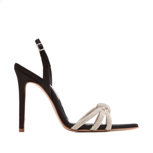 Sandale Daisy Satin, Varf Ascutit, Negru/Alb