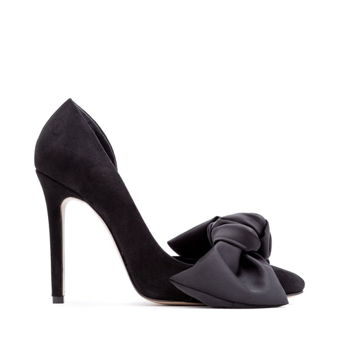 Pantofi Samantha cu Funda, Piele Intoarsa, Negri