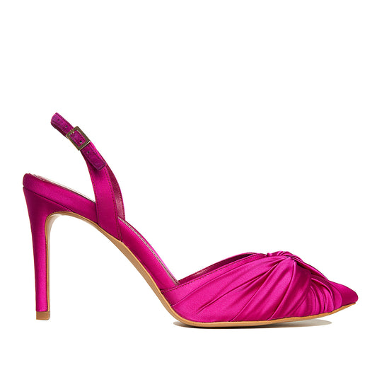 Pantofi Ana Satin, Fucsia