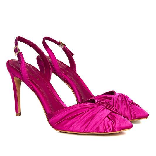 Pantofi Ana Satin, Fucsia