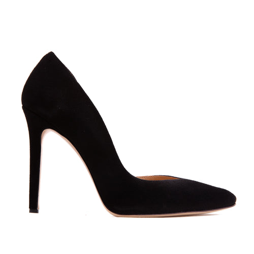Pantofi Samantha in V, Piele Intoarsa, Negri